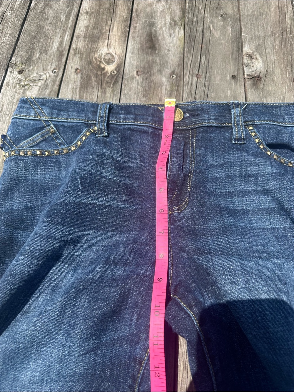 Rock & Republic Kasandra Dark Blue Flare Jeans with Stud Trim Size 14 - Picture 12 of 12